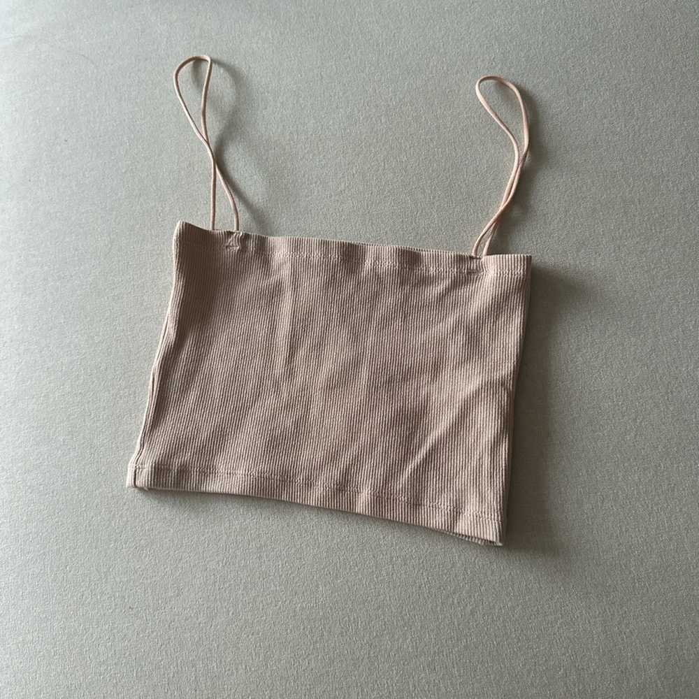 Zara Beige Ribbed Camisole Top